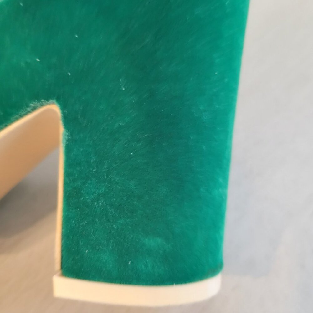 Camssoo Brand, Emerald Green Platform Green Platform Faux Velvet Shoes, Size 42 - Picture 9 of 10